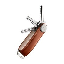 키링 키홀더 Orbitkey 20 프리미엄 가죽 US 사이즈 One Size 색상 블랙, Cognac with Tan Stitching