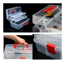 휴대용 3단 투명 멀티 공구함 만능상자 부품보관함