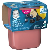 Gerber 2단계 어린이 식품 113g 2개입, 바나나 믹스드 베리(Banana Mixed Berries), 1개, 226g