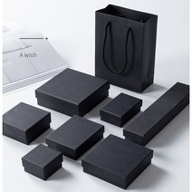 PTPS 고급스러운 주얼리 포장 선물 박스 무광블랙 2개, 쇼핑백 개당500원