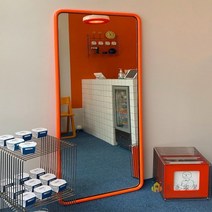 미드센츄리 거울 카페 전신거울 600 옷가게 현관 인테리어 주문제작, 60x160cm 오렌지