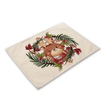 크리스마스 눈사람 프린트 주방 린넨 코스터 패브릭 테이블, 9.2 - 6pcs 32x45cm