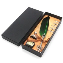 Dehan 신원 푸에르 만년필 깃털펜 세트, 1.0mm, 오렌지