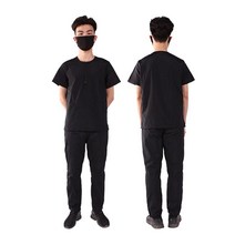 애견미용가운 빅사이즈 미용사복 애견샵 동물병원 수의사 털 안붙는 유니폼, L, 7 짧은 지퍼 블랙 미드 슬리브