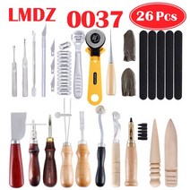 LMDZ Leathercraft공구 세트 펀치스티칭 조각 작업 바느질 안장 그루버 DIY 가죽 공예 도구 개인화, 05 0037 26Pcs 1Set