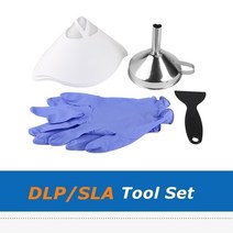 DLP SLA UV 수지 3D 프린터 부품 용 종이 필터 + 스페이드 + 장갑 + 스테인레스 스틸 깔때기 도구 세트 10 피스, 상세내용표시