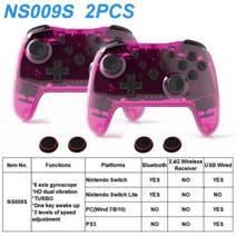 퐁고샵투명 무선 컨트롤러 블루투스 닌텐도 스위치 프로 PC PS3 TV 박스 조이스틱 LED 야광운 지연 없는 2, 01 No Box, 14 Crystal Red 2PC