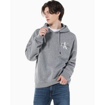 [캘빈클라인 진] [CK] 남 그레이 릴렉스핏 스몰 모노그램 로고 기모 후디 J400215