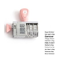 다꾸용 도장 레터링 영문 날짜 년도 스탬프 다이어리 꾸미기, 핑크