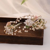 웨딩 헤어 밴드 티아라 요정 쥬얼리 시뮬레이션 진주 화환 꽃 잎 머리띠 머리핀 신부 헤드 피스 411751