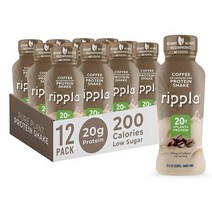 Ripple 비건 단백질 쉐이크 | 커피 맛 | 카페인 100mg | 영양 식물 기반 완두콩 단백질 20g | 선반 안정성 | GMO 콩 견과류 글루텐 락토스 없음 | 35, 12 Fl Oz (Pack of 12), Coffee