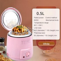 치킨튀기기 미니튀김기 무연 다기능 미니 전기 오일 프라이어 오븐 05L 프렌치 프라이 치킨 냄비 그릴 생선 튀김 전골 기계 EU, Pink