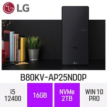 LG전자 B80KV - 인텔 사무용 인강용 재택근무용 미들타워 윈도우10프로 데스크탑, 2TB, 16GB, Win10 Pro