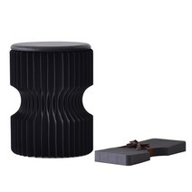 디자인스툴 바퀴의자 미니 발판 카페 화장대 북유럽 홈 거실 가구 접이식 의자 원형 종이 의자 휴대용 바 의자 주방 용 좌석 의자, 블랙 높이 38cm