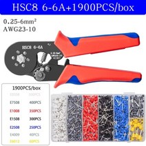 펜홀 압착기 터미널 앤드 전선 스트래핑 피복 와이어 압착 페놀 펜치 배선 단자 정리, HSC8 6-6A 1900개