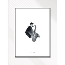 Saxophonist 수하 작가 색소폰 음악 인테리어 그림 액자, 매트 골드 알루미늄 프레임