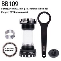 ZTTO-BSA68 스레드 하단 브래킷 밀폐형 베어링 BB BSA68 73 도구 방수 GXP 프로휠 22mm 중공 축 24mm 크랭크 세트, [21] BB109 CR Black Set