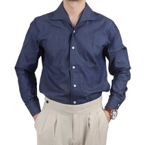 이탈리안 원피스 투웨이 칼라 클래식 진청 데님 드레스 셔츠 M 부터 XL 빅사이즈