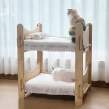 파파냥 고양이 스크래쳐 원목 2층 침대 기본형, 기본형 극세사쿠션1