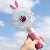 IJV862713휴대용 시원한 목걸이 토끼귀 손선풍기 미니 이동식, 블루