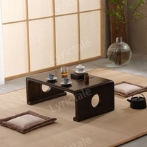 나주소반 레트로밥상 좌식테이블 전통찻집카페, 50 x 40 x 30가지 다크 브라운