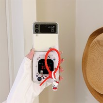 -무료배송- 힙한 레트로 핸드폰 zflip3 4 케이스 갤럭시 Z 지플립1 3 4 산리오 키티, 삼성 갤럭시 Z 플립4, 큰형 빅-레드 KT 고양이