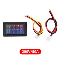 DC0-100V 10A/50A/100A LED 디지털 전압계 전류계 4 비트 0.28 "듀얼 미터 볼트 검출기 테스터 모니터, [06] 200V 50A