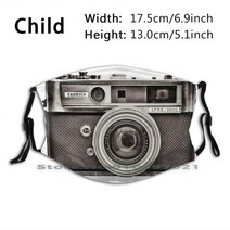 폴라로이드 로모카메라 즉석 레트로 캠코더 Yashica-B amp w 세척 가능 재사용 가능한 트렌디 입 얼굴 마스크 어린이 성인용 카메라 작가 필름 아날로그 로모 필터 포함, [02] Child Mask, [01] Unisex