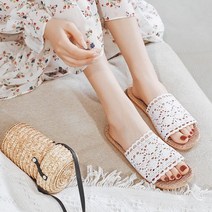 여름 린넨 왕골 레이스 실내화 여성 비치 슬리퍼 거실화, 230~235 화이트35-36-MWBK04