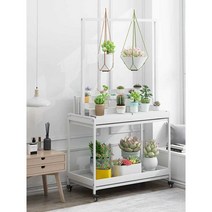 행잉 꽃집 진열대 꽃다발 식물 화단 보관 걸이대 가게, 화이트 120cmx60cmx100cm (3단)