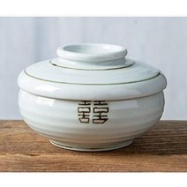 여주도자기 희고백자 탕기 뚜껑있는 죽그릇 전통 한식기 도자기탕기세트, 희고백자 탕기 대 그릇뚜껑세트