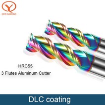 아크릴커터 아크릴재단 3플루트 HRC55 초경 엔드 밀 텅스텐 카바이드 DLC 코팅 아크릴 목재 구리 플라스틱, 20X75X20X150