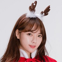 크리스마스 루돌프 머리띠 포토존 헤어밴드 생일파티 홈파티소품 파티머리띠, 1개, 레드