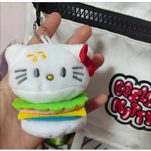 새학기 학용품 가방고리 키링 만화 햄버거 헬로 고양이 플러시 인형 2 개/세트 귀여운 봉제 가방 펜던트 키 체인 장식 선물, [01] 2pc, [01] A