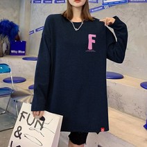 아이디티 에프 여성 오버핏 기모 롱 티셔츠 옆트임 루즈핏 박시 빅사이즈 롱티셔츠