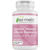 EZ Melts Brain Supplements for Memory and Focus Support - 용해성 기억 비타민으로 정신 명료함 촉진 뇌 비타민 강화로 에너지 지원 Ve