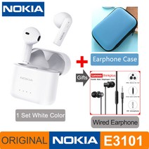 노키아 E3101 블루투스 TWS 헤드폰 무선 Fone 이어폰 소음 감소 듀얼 마이크 HD 통화 헤드셋 안드로이드 ios에 대한 귀에 세미, 규격 없음, White and Case TW13