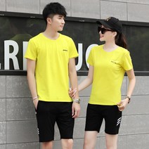 레저 스포츠 슈트 남자 면화 여름 여름 새 커플 슈트 스포츠웨어 T- 셔츠 짧은 -졸림 반바지 2- 피스