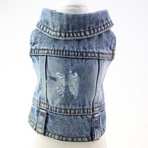 강아지패딩 강아지 오리털 패딩 강아지겨울옷 데님 핫 프렌치 불독 진 패션 애완 동물 소형 중형견 치와와 청바지 퍼그 고양이 의류, 98.new blue hole vest - S