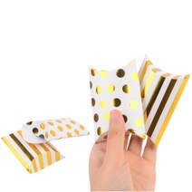 골드 접이식 사각 단상자 선물용 선물 쿠키 악세사리 시계 팔찌 목걸이 답례 답례품 기념품 포장 박스 고급 컬러 물방울 스트라이프 무늬 디자인, 땡땡이