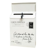 택배함 우편함 주택 원룸 무인 택배 우편 함 아연 도금 레터박스 월마운트 제안 상자 야외 잠금 홈 가든 카페 숍 벽 장식용, off-white B