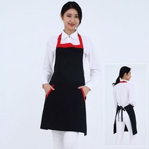 블랙레드주머니포인트목걸이 제빵 제과앞치마 홀서빙앞치마 카페 식당 바리스타앞치마, 브라운