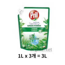 프릴 그린파워 알로에 베라 주방세제, 3L, 1개