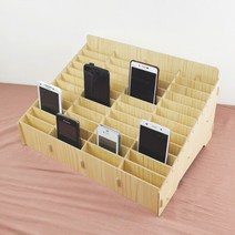 맑음충전소 핸드폰 보관함 36구 학교 학원 회사 세미나 교회 운동 스마트폰보관함, 핑크우드, 36