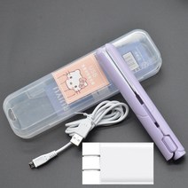 미니 전기 클립보드 USB 고데기 스트레이트 롤 겸용 앞머리 이너 풀 스트레이트 클립 머리 상하지 않음, 라이트퍼플플러그Usb케이블+보관상자, 하나