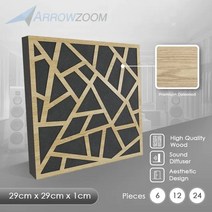 어쿠스틱퓨저 음향 디퓨저 흡음 Arrowzoom 프로 스퀘어 펠트 나무 패널 사운드 어쿠스틱 소음 흡수 오디오 트리트먼트 스튜디오, 1.Wooden - 6pcs - 29 x 29 x 1c, 1.Wooden - 6pcs