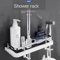 욕실 액세서리 샤워 로드 선반 리프트 트레이 펀치 없음 다기능 스토리지 랙 건, [01] Shower rod shelf