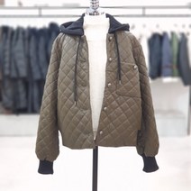 에이비에프지 후드넥 퀄팅 카키 점퍼 QISFX1U02A1