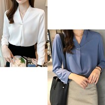 카라없는블라우스 구김없는 면접용 출근용 오피스 노카라 베이직 흰블라우스