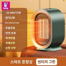 데스크 온풍기 히터 미니 전기 난방기, 그린(과열보호+온실난방)